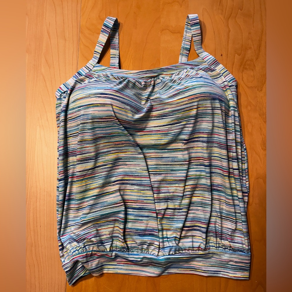 Women's Chlorine Resistant Blouson Tankini Swimsuit Top